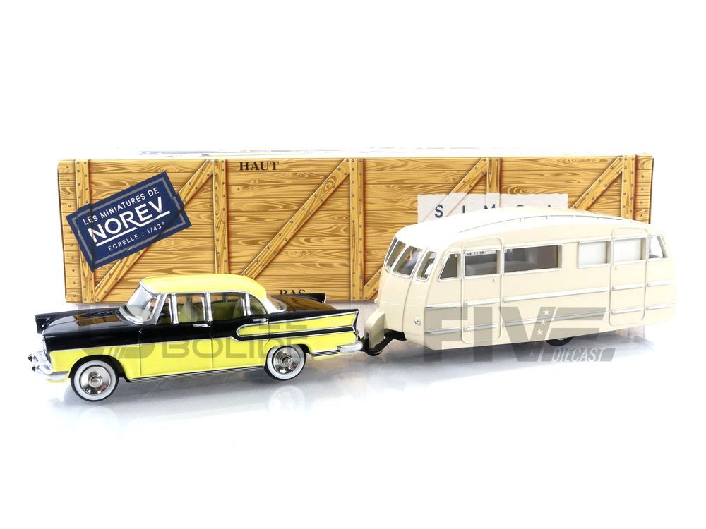 NOREV - 91 - Simca Chambord et Caravane Henon - Rouge et bei 289,90