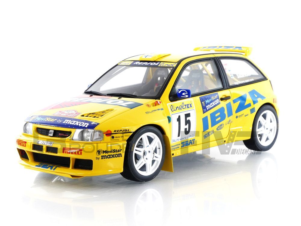 Miniature Otto 1/18 Seat Ibiza Kit Car - Monte Carlo Rally 1998, édition Rovenpera Silander