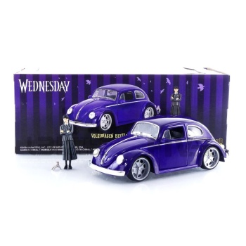 JADA TOYS 1/24 - VOLKSWAGEN Beetle with Wednesday Addams and Thing Figures