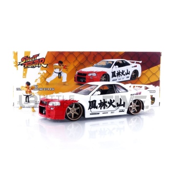 JADA TOYS 1/24 - NISSAN Skyline GT-R (R34) with Ryu Figure - 2002