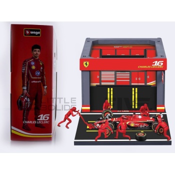 BBURAGO 1/43 - FERRARI SF-24 Pit Pass Diorama Playset - 2024 (C. Leclerc)