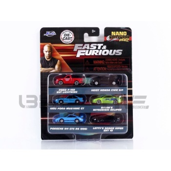 JADA TOYS 1/87 - PORSCHE 6 Cars Set Fast and Furious - Nano Hollywood Rides