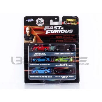 JADA TOYS 1/87 - PORSCHE 6 Cars Set Fast and Furious - Nano Hollywood Rides