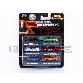 JADA TOYS 1/87 - PORSCHE 6 Cars Set Fast and Furious - Nano Hollywood Rides