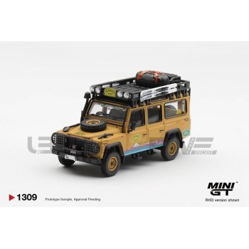 MINI GT 1/64 - LAND ROVER Defender 110 - Camel Trophy Tierra Del Fuego 1998
