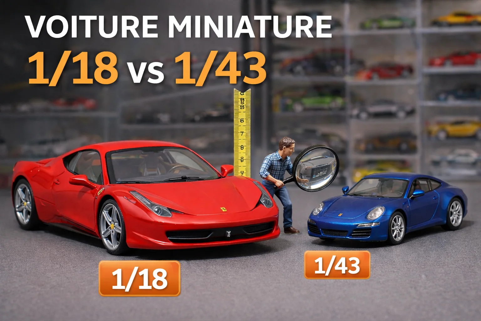 voiture miniature 1/18 vs 1/43 comparaison